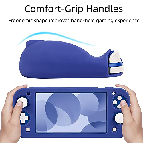 Protective Case for Nintendo Switch Lite, Soft Grip Case Cover with Comfort Ergonomic Handles for Nintendo Switch Lite 2019 [Self Stand][4 Thumb Stick Caps] (Silicone-Blue) - color: 실리콘-블루