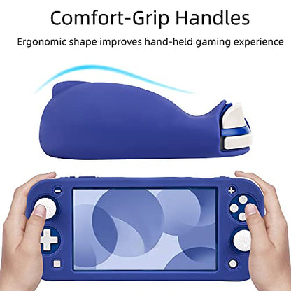 Protective Case for Nintendo Switch Lite, Soft Grip Case Cover with Comfort Ergonomic Handles for Nintendo Switch Lite 2019 [Self Stand][4 Thumb Stick Caps] (Silicone-Blue) - color: 실리콘-블루