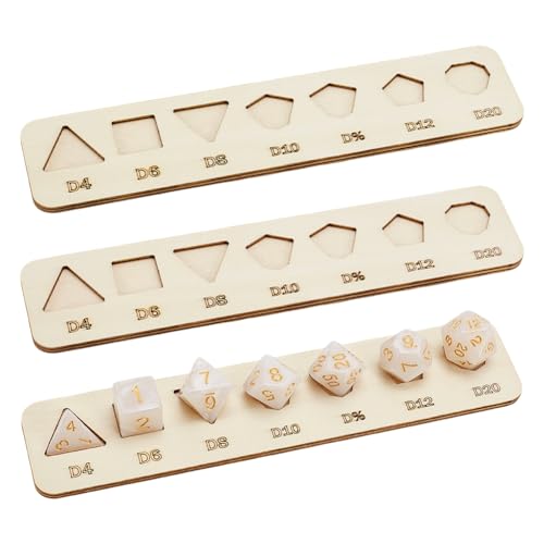 BENECREAT 3 Pcs Wooden Dice Tray, Polyhedral Display Tray, Antique White Storage Holder for Collectors, Dungeons and Dragons Game - color: Antique White