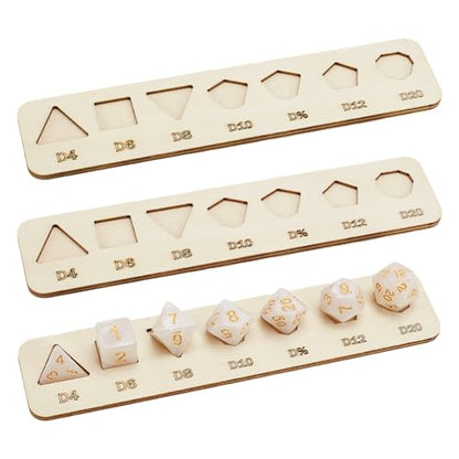 BENECREAT 3 Pcs Wooden Dice Tray, Polyhedral Display Tray, Antique White Storage Holder for Collectors, Dungeons and Dragons Game - color: Antique White