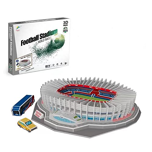 Classic Football Stadium Puzzle,3D Puzzle Soccer Club Venues,3D Paper Model Building Puzzle Kit, Soccer Stadium Souvenir Gift,Handmade Puzzle Ornaments，Cardboard Model (PARC des Princes) - color: Parc Des Princes