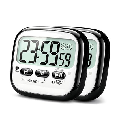 AyayaBoss 2-Pack Magnetic Kitchen Timers for Cooking, Digital Stop Watch Countdown Timer for Kids, Teachers, Classroom, Office, Exercise - Battery Included - color: Digital Timer 2 Pack - Black
