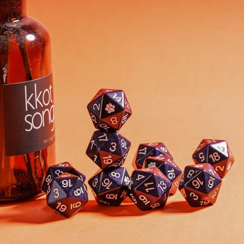 10-Pack Black D20 Dice Glitter 20 Sided Dice for DND Tabletop Games | Leather Storage Bag, DM Gift, for Dungeons and Dragons Role Playing Games - color: 10pcs D20 Black Mixed Blue