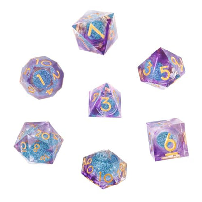 Metal Dice Set for DND - 7pcs with Gift Box, Perfect D&D Gift (Blue-Purple) | Elegant gift box included, making it the ultimate present for roleplaying tabletop gamers and D&D enthusiasts - color: Blue-purple