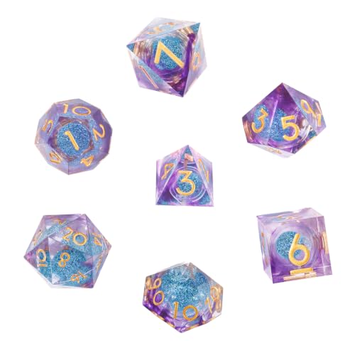 Metal Dice Set for DND - 7pcs with Gift Box, Perfect D&D Gift (Blue-Purple) | Elegant gift box included, making it the ultimate present for roleplaying tabletop gamers and D&D enthusiasts - color: Blue-purple