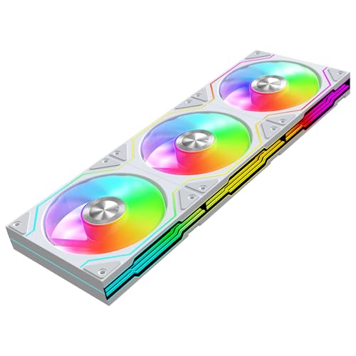 Star Trall ARGB Computer Reverse Blade Case Fan,Double Sided Infinity Mirror Design Cooling Fan, 120mm CPU Case Fan PWM 800~1850RPM 58.36CFM HDB PC Case Fans(White Reverse-3Pack) - color: White, size: Star Trall_Reverse_3Pack