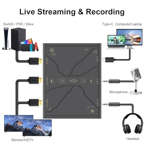4K Video Capture Card, Stream and Record in 4K30 HDR10,1080P120 with Ultra-Low Latency on Switch/OLED, Steam Deck,Camera in OBS and More