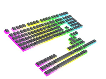Ranked Pudding v2 PBT Keycaps | 145 Double Shot Translucent ANSI US & ISO Layout | OEM Profile for Full Size, TKL, 75%, 65% and 60% RGB Mechanical Gaming Keyboard (Black) - color: Black
