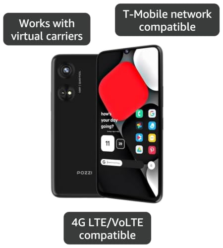 POZZI Turbo 6.79” HD+ Display | 128GB + 6GB RAM | 4G LTE Unlocked Smartphone | Android 14 | Octa Core Processor | 50MP Camera | 5,000 mAh Battery | Dual Nano SIM | Black | Compatible with T-Mobile