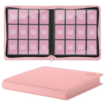 Premium Card Binder 12 Pocket for 720 Pockets Trading Card Binder, PU Zipper Card Collection Album, Sturdy Side-Loading Card Book Holder for MTG, TCG, Game Cards, Sports Cards - color: 12 Pink