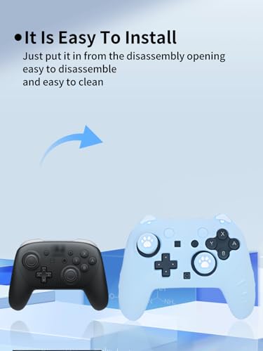 Case for Nintendo Switch 2 Pro Controller,UYRUREL Premium Sillence Material,Shock-Absorbing and Anti Drop Protection Soft Shell,with Stickers and Thumb Grips,Blue. - color: Blue