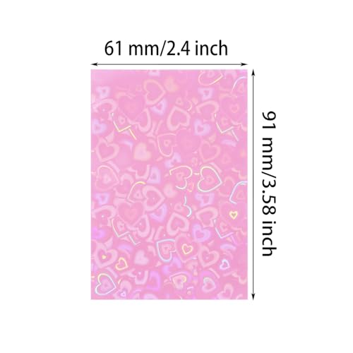 ONLYKXY 100pcs Soft Clear Plastic Heart Glitter Bag Storage Pouch Laser Sleeve Cover Pocket Holder Holographic Photo Protector Top Loader for 3in Trading Card Coin Jewelry (Hot Pink) - color: Hot Pink