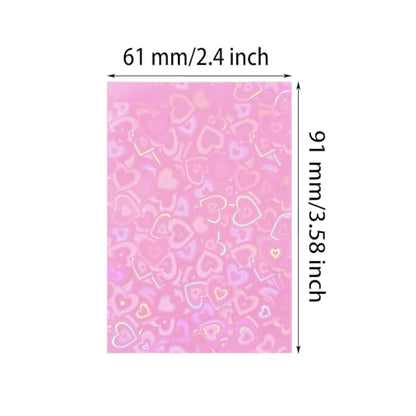 ONLYKXY 100pcs Soft Clear Plastic Heart Glitter Bag Storage Pouch Laser Sleeve Cover Pocket Holder Holographic Photo Protector Top Loader for 3in Trading Card Coin Jewelry (Hot Pink) - color: Hot Pink