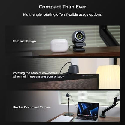 NearStream 4K Webcam for PC with AI Auto Framing and Noise-Canceling Mic | Autofocus, 45°-95° Adjustable FOV, Plug & Play, Software Control, 4K for Streaming, Video Calls and Content Creation - style: 4K@30FPS,1080P@60FPS