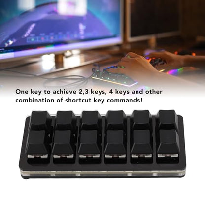 LICAEVEY One Handed Macro Mechanical Keyboard, 12 Keys Hot Swappable RGB Gaming Keypad, Programmable Mini Red Switch Keyboard, for OS X, for for Pi (Black)