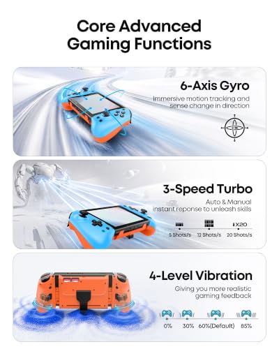 OIVO VGA DESIGN Switch Controller Handheld for 1/2/OLED, Ergonomic Grip Stretch Joypad for SW Console, Wireless Controller with TMR Joysticks, RGB Lighting, Turbo, 4 Macros & Card Slot - color: Blue & Orange