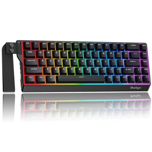 BlueFinger 60% Wireless Mechanical Gaming Keyboard, Bluetooth/2.4G/USB-C Hot Swappable RGB Backlit Keyboard with Side-Printed PBT Keycaps, for MAC Xbox PC PS5 (Black) - color: Black