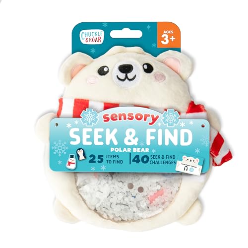 Chuckle & Roar Seek & Find Plush Polar Bear Game - Ages 3+, Multicolor, 1 Plush, 20 Cards - Portable Travel Toys - Screen Free Sensory Toys for Toddlers - Back Pouch Storage Toddler Plane Essentials - style: Polar Bear