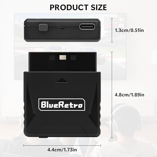 Wireless Controller Adapter for PS2/PS1 PS One, Mini Adapter Compatible with PS5/PS4/PS3, Series X/S, Switch Pro Bluetooth Controllers,Firmware Upgrade, Dual-Mode BT, Keymap Configuration Supported