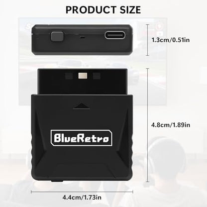 Wireless Controller Adapter for PS2/PS1 PS One, Mini Adapter Compatible with PS5/PS4/PS3, Series X/S, Switch Pro Bluetooth Controllers,Firmware Upgrade, Dual-Mode BT, Keymap Configuration Supported