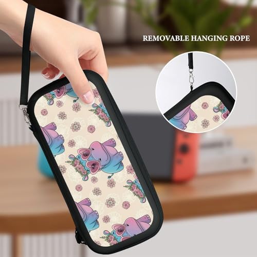 PPIKTC Portable Game Protection Case Compatible with Nintendo Switch, Hard Shell Shockproof Carrying Case, Heart Glasses Hippo Game Bag - color: Design (331)