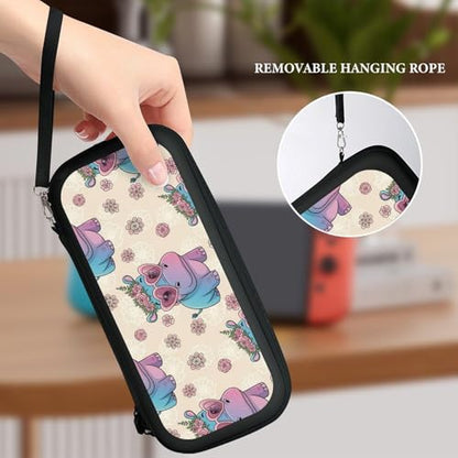 PPIKTC Portable Game Protection Case Compatible with Nintendo Switch, Hard Shell Shockproof Carrying Case, Heart Glasses Hippo Game Bag - color: Design (331)