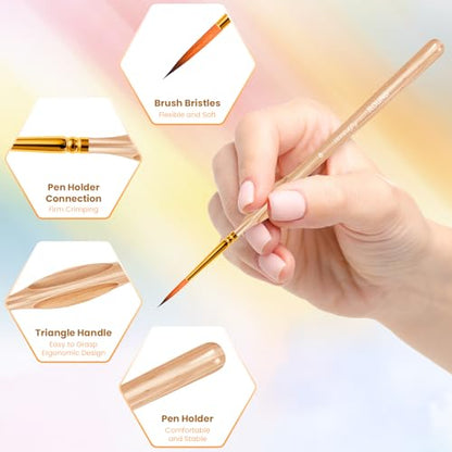 Hnncugty Miniature Paint Brushes 12pcs, Paint Brushes for Acrylic Painting | Art Supplies for Oil, Watercolor Detailing Models Rock Body Face Nail Drawing Artist Gifts, Triangular Handles Blue - color: Wood