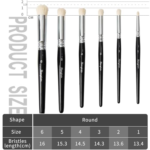 6 Pcs Dry Brush Set for Miniature Painting, Acrlics,Oils, Watercolors,by Birch Wood Circular Grip, Nylon Bristles - color: 6pcs Black Circular Brush Head Paintbrushes