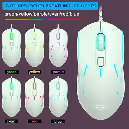 Gaming Keyboard and Mouse Combo, K1 RGB LED Backlit Keyboard with 104 Key Computer PC Gaming Keyboard for PC/Laptop (Green) - color: K1 green