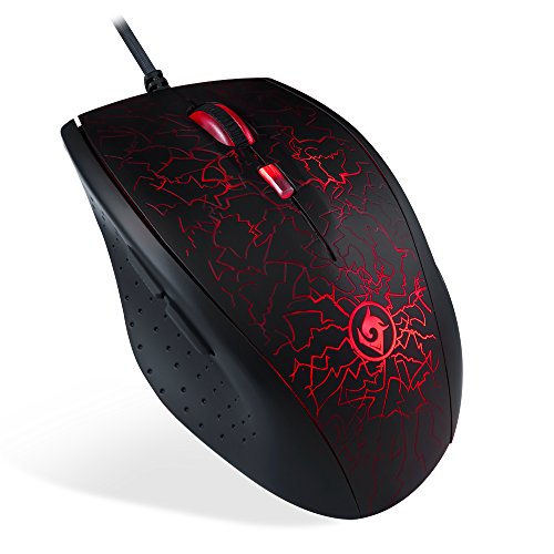 EagleTec MG030 2400 DPI Programmable Optical Gaming Mouse for PC, 6-Buttons, 2 Programmable Side Buttons, 4 LED Lighting Modes (Black)
