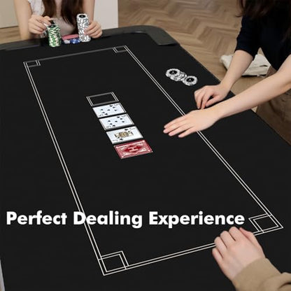 HEITOK 47 inch Round Non-Slip Poker Mat Texas Holdem Blackjack Card Game | fits 35-59 inch round tables, non-slip rubber base, water-repellent surface, stitched edge, casino-style layout, rolls up - size: 47 Inch Round Mat