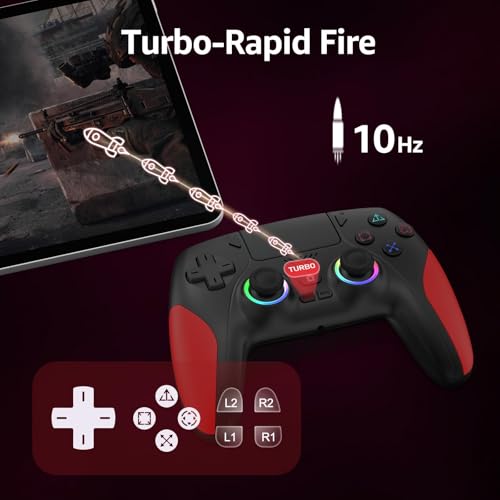 IWGAME Wireless Controller for PS-5/PC, Hall Effect Joysticks & Triggers Gaming Controller with Programmable/Remap/Turbo/LED Light Functions, Dual Vibration,3.5MM Headphone Jack,Black - color: Black