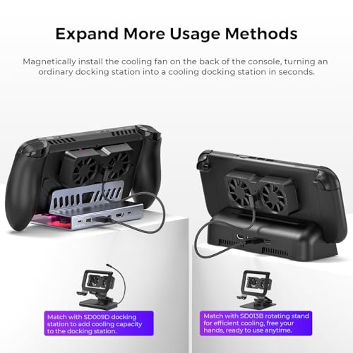 Portable Magnetic Cooling Fan for Steam Deck for ROG Ally X for Legion Go Game Console 6000RPM 45mm Dual Fans with Efficient Cooling 10-16CFM Airflow 3 Speeds Adjustable Lightweight 45g