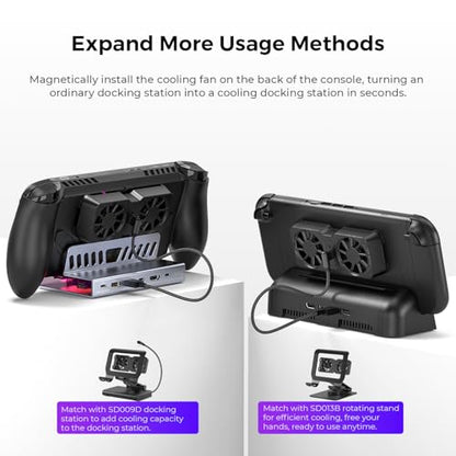 Portable Magnetic Cooling Fan for Steam Deck for ROG Ally X for Legion Go Game Console 6000RPM 45mm Dual Fans with Efficient Cooling 10-16CFM Airflow 3 Speeds Adjustable Lightweight 45g