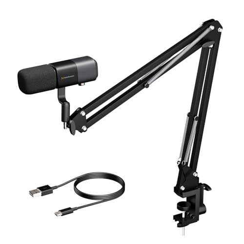 NearStream AM20X Podcast Microphone with Boom Arm, USB/XLR Condenser Microphone for Podcasting/Streaming/Gaming/Record, PC and Audio Mixer, AI Noise Canceling, Gain Control, Sound Monitoring, Mute