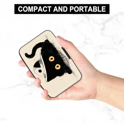 Credit Card Holder, Mini Aluminum Card Wallet RFID Blocking Slim Metal Hard Card Case for Women Men, Cat Lying Down - color: Cat Lying Down