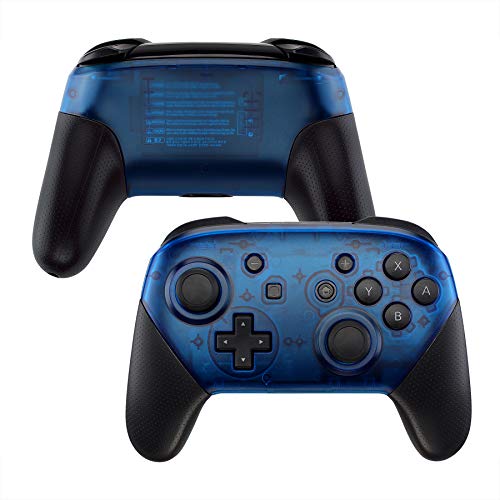 eXtremeRate Transparent Blue Faceplate and Backplate for Nintendo Switch Pro Controller, DIY Replacement Shell Housing Case for Nintendo Switch Pro - Controller NOT Included - color: Clear Blue