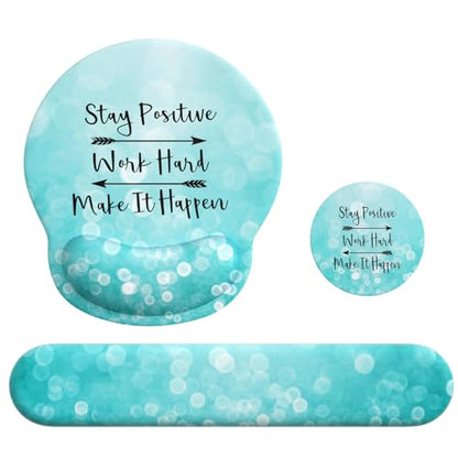 Mouse Pad with Keyboard Wrist Rest,Ergonomic Mouse Pad Wrist Support PU Base with Coaster,Mousepad with Nonslip Base for Computer Laptop Keyboard Home&Office - color: B-Glitter Green