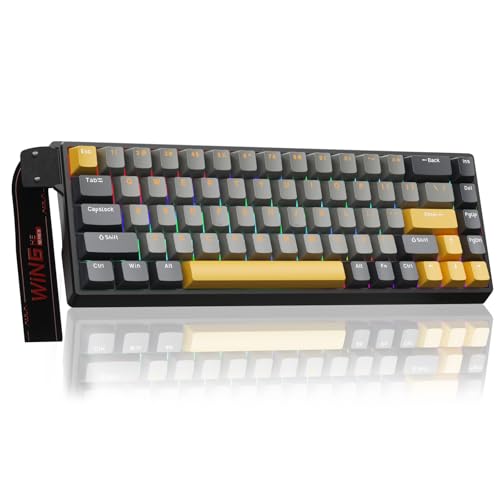 AULA WIN68 HE MAX - Hall Effect Gaming Keyboard with Magnetic Switch, Adjustable Actuation Fast Trigger Mode, 8KHz Polling Rate, RGB Backlit Wired Mechanical Gaming Keyboard 60 Percent - color: Grey&Yellow-Max Version