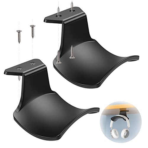 2-Pack Never Fall Headphone Hook Hanger Wall Mount Headset Holder | Stand fixted with screws for airpods max sennheiser sony bose beats akg - color: Black Z(2 Pack)