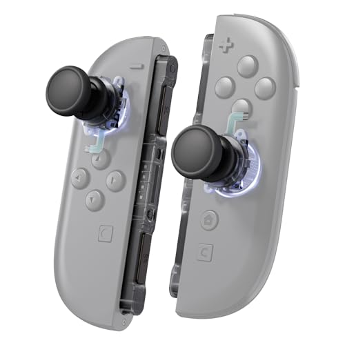 eXtremeRate Replacement 3D Joystick & Thumb Grips & Side Rail Shell Buttons for Nintendo Switch 2 JoyCon, Console Rail Stickers Left Right Analog Stick Thumbsticks Cap for Switch 2 - Clear Slate Black - color: Clear Slate Black