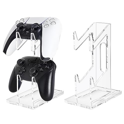 FYY Game Controller Holder 2 Tiers - Universal Dual Controller & Headphone Stand, Acrylic Clear Display Stand Compatible with Nintendo Switch, Xbox, PS5, PS4 - Desk Mounts - color: 2-Tier-Clear