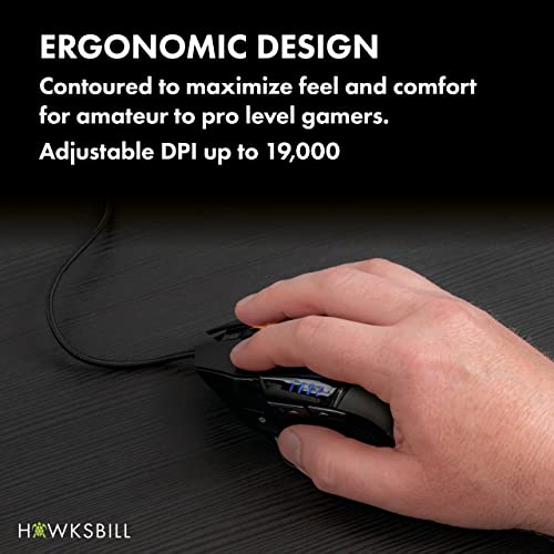 Super Slider V1 High Performance Wired Gaming Mouse, Adjustable DPI up to 19,000, RGB LED On-Board Memory, PC/MAC