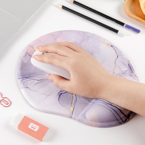 Mr. Pen- Ergonomic Mouse Pad with Wrist Rest, Pink Marble Luxe Design | Breathable Fabric with Memory Foam Cushion, Non-Slip Rubber Base, Gel Mouse Pad with Wrist Support - color: Pink Marble Luxe