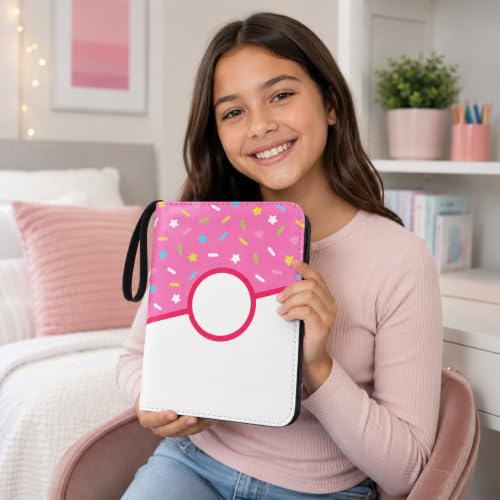 4 Pocket Card Binder 400 Card Holder Album, Pink Donut Trading Cards Holder Zipper Binder for Girl Teen Collection (Pink Donut, 400 Pocket) - color: Pink Donut, size: 400 Pocket