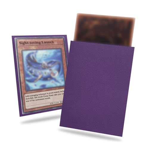 Purple Card Sleeve 200 Pack Compatible with Yu-gi-oh Card Sleeve Japanese Small Card Sleeves Photocard Sleeves 62x89mm, Back Textured Perfect Shuffling, Protect Your Japanese Sized Never Tear - color: Purple