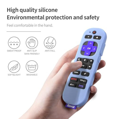 Silicone Cover for Roku Voice Remote Pro 2nd Ed. Roku Remote Control RCB1R Protective Silicone Case Sleeve Shockproof Skin for Roku Remote with Lanyard (Glow Blue) - color: glow blue
