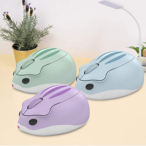 2.4GHz Wireless Cute Hamster Shape Less Noice Portable Mobile Optical 1200DPI USB Mice Cordless Mouse for PC Laptop Computer Notebook MacBook Kids Girl Gift (Purple)