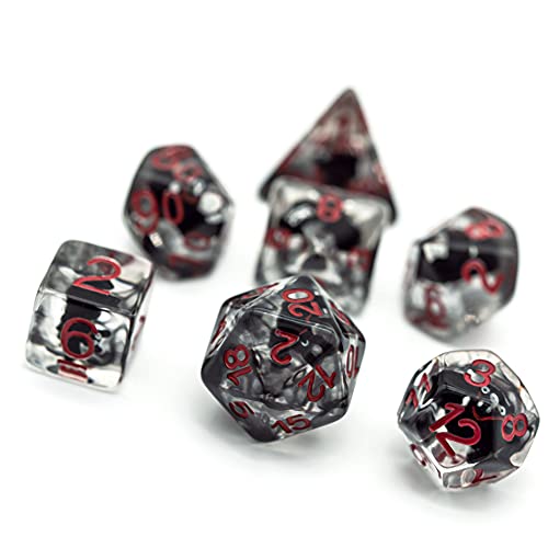 Cusdie 7-Die Dice DND, Polyhedral Dice Set Filled with Animal, for Halloween Role Playing Game D&D Dice(Bat) - color: Black Bat