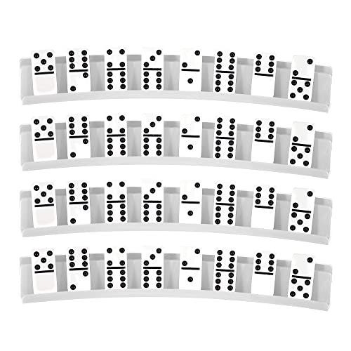 (Set of 4) Playing Card Holder for Kids Seniors, Domino Holder, Plastic Hands Free Cards Holders for Canasta, Poker Parties, Dominoes (White) - color: White